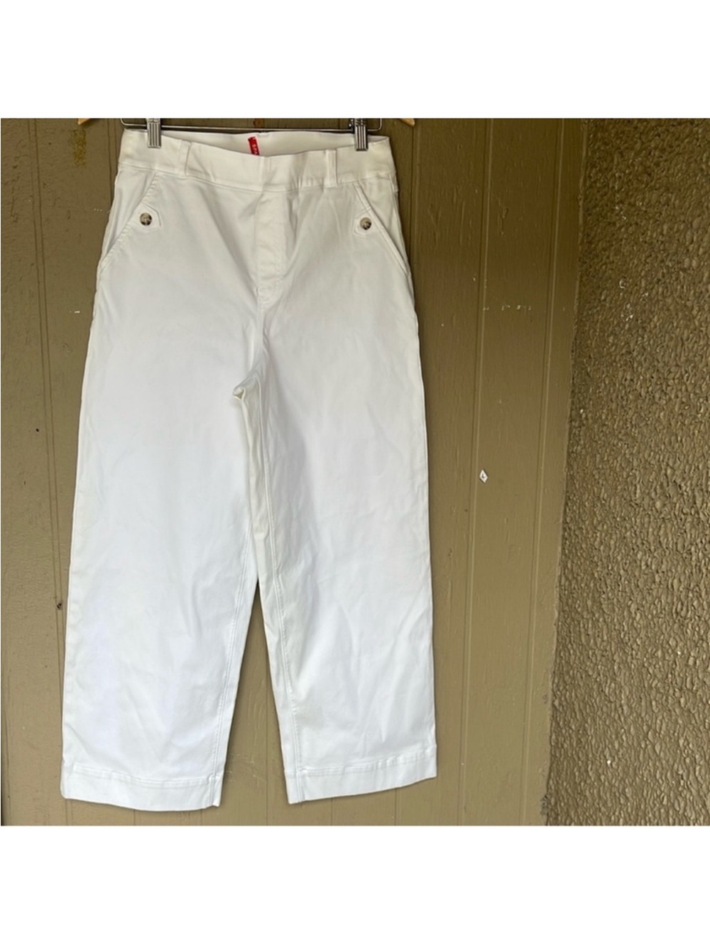 SPANX White Wide-Leg High-Rise Jeans